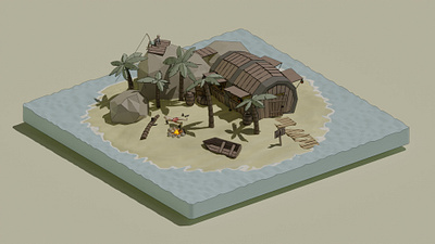 Castaway's bar 3d 3d artist 3denviroment blender blender 3d design lowpoly lowpoly3d