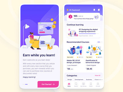 E-learning mobile application dailyui dailyuichallenge education elearning app graphic design ico iconography illustrations minimal ui mobile app ui uichallenge uidesign uiux