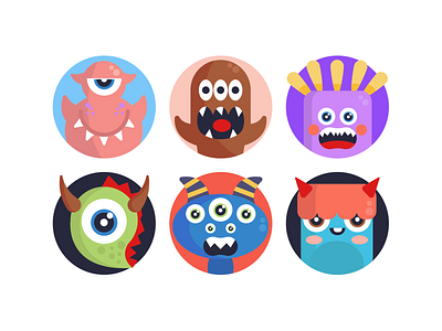 Monster Avatars Icons avatars coloured icons flat icons icon icons icons pack monster monster avatars vector vectors