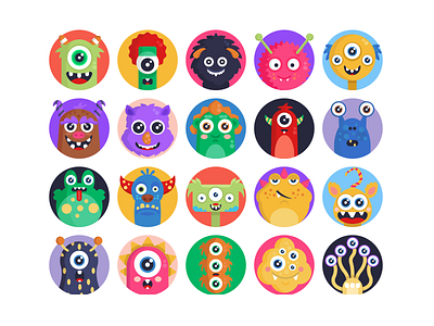 Monster Avatars Icons avatars coloured icons flat icons icon icons icons pack monster monster avatars vector vectors