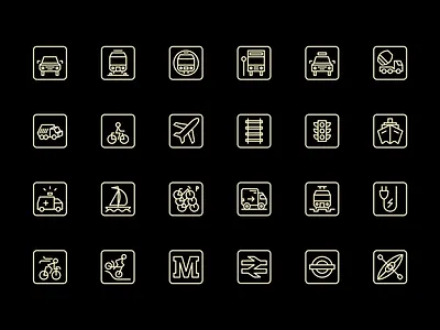 Transport icons for architectural client architecture branding design icon icons illustration isometric illustration logo minimal transport vector