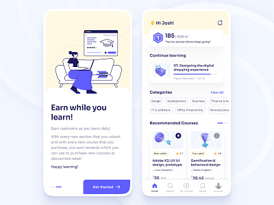 E learning mobile application 3d illustration dailyui dailyuichallenge education elearning figma graphic design iconography illustration minimal mobile app mobile application typography ui uichallenge uidesign uiux