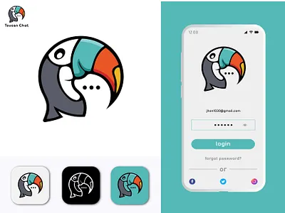Toucan chat app icon design. app app icon brand identity branding business icon chat icon lettermark modern toucan chat unused