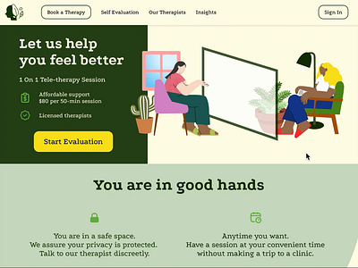 Therapy App Landing Page counselling interactiondesign responsiveweb therapist therapy therapywebsite uidesign uxdesign web landing page webdesign