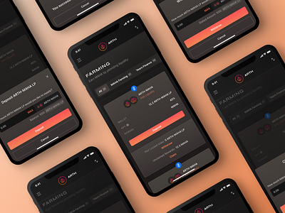 ARTH protocol farming pools for mobile device blockchain card component clean ui crypto defi mobile responsive table ui ux wallet web3.0