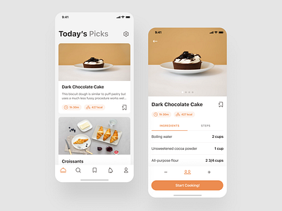 Recipes Application app application card clean ui cook app cooking cooking app design diet food food app icons ingredients ios minimalism recipes recipes app restaurant app ui ux