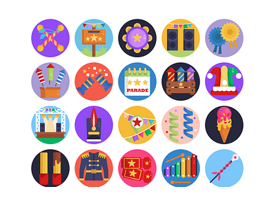 Parade Celebration Icons celebration coloured icons flat icons holiday icon icons icons pack parade parade celebration vector vectors