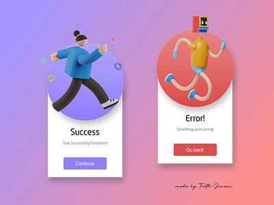 Success and Failure Message Idea 100daysofdesign 3d aesthetic app color dailyui design display fail illustration message model sally show success ui