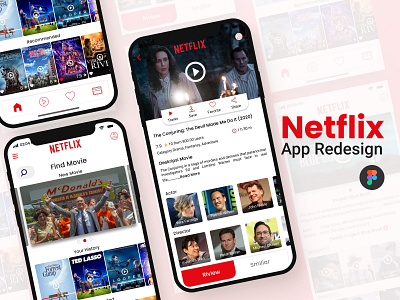 App Redesign Netflix app movie app streaming online apps vidieosapp concept drink fastfood food app burger medicine netflix pizza redesign restaurant