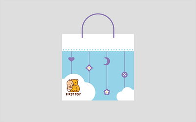 First Toy Shopping Bag bear branding child cute identity logo logotype love mobile toy