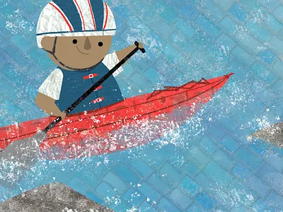 Little Olympians Kayaker book illustration character design childrens book collage design digital painting drawing graphic design illustration kidlitart olympics painting picture book