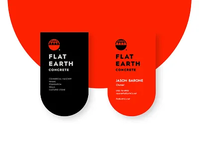Flat Earth Concrete - Business Cards badges branding business cards concrete die cut flat earth identity illustration jay master design logo packaging print texas typography world