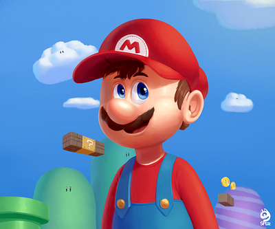 Painting of Super Mario design illustration