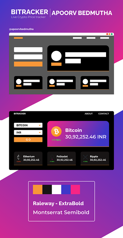 BITRACKER : Live Crypto Price Tracker dark mode minimalism ui web