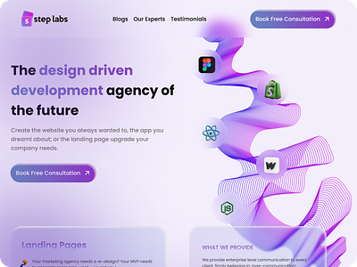 UI UX Agency Landing Page Shot figma glassmorphism logo ui webflow