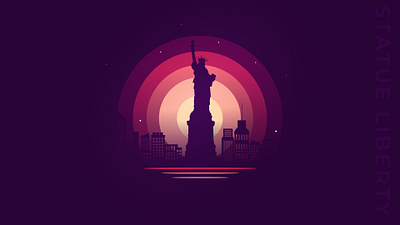 Statue of Liberty Landscape Illustration art branding design graphic design illustration logo minimal