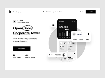 Wireframe agent banner black and white clean delivery design header hero home landing page product design property typography ui ui ux user experience ux website website design wireframe