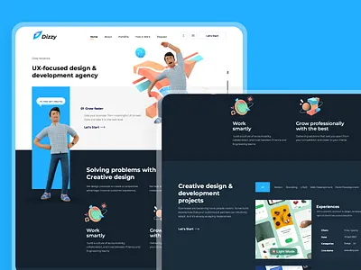 Dizzy Landing Page brand branding design graphic design illustration logo store ui ux vector