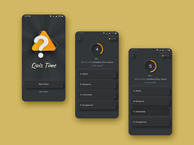 Quiz App (Black Theme) app app design quiz black blacktheme design design quiz interface neomorphic neomorphism app design quiz ui