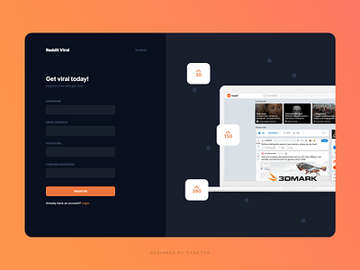 Reddit Viral - Register Page Design branding clean design minimal neat sleek ui