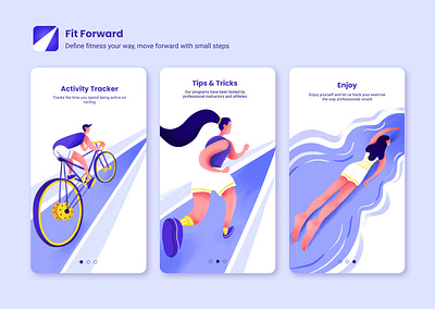 Onboarding Illustration adobe adobe illusrtrator digital art digital illustration fitness app flat illustration india minimal onboarding photoshop purple ui