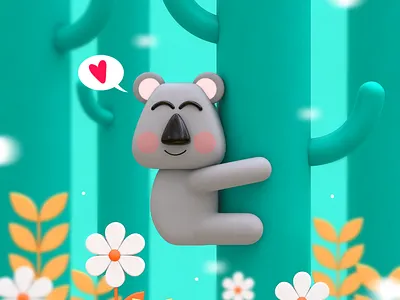 Tree Hugger 3d bear character character design cute design graphic design illustration koala