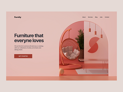 Furniture Landing Page 3d animation architecture design furniture interior landing page loft minimal motion graphics ui ui ux voit team web website