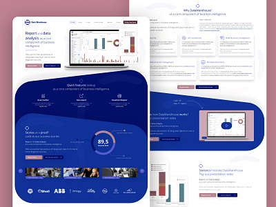 Data Warehouse website design blue clear data design figma flat graph graphic design landing logo orange page presentation red rounded statistics ui web webdesign white