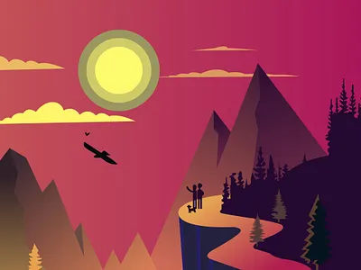 Flat illustration illustration landscape vector art