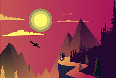 Flat illustration illustration landscape vector art