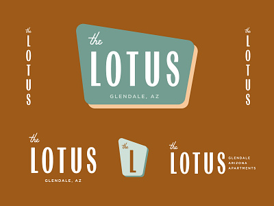 The Lotus badge brand identity branding design logo mcm mid century mid century modern retro typography vector vintage