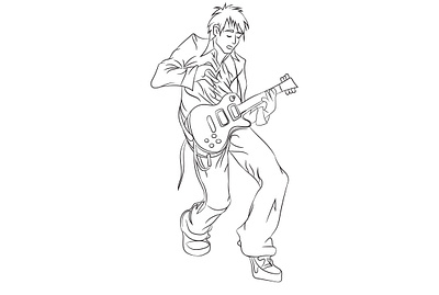 Line art boy line art vector