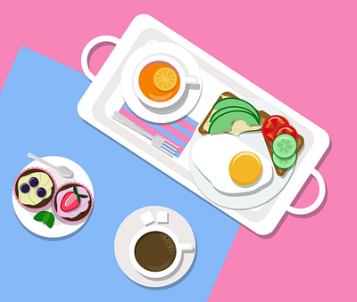 breakfast branding graphic design illustration vector авокадо бутерброд доброе утро завтрак кофе чай яичница