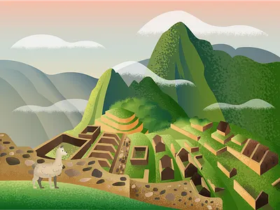 Machu Picchu 36daysoftype alpacas illustration machu picchu peru vector world of wonder