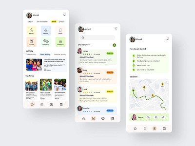 Volunteer app design identity ui ux volunteer volunteer app