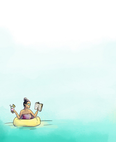 Chillaxin' chill cocktail drink digital watercolor drawing floatie floating floaty illustration line artwork pen and watercolor pool procreate reading realxing summer swimming watercolor woman in pool