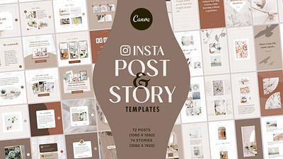 Instagram Post Story Template Pack Canva ca canva template igtv cover instagram design instagram template reel cover social media pack