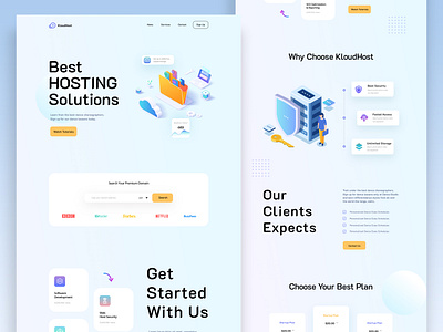 Web Hosting Landing Page | KloudHost clean ui domain business homepage hostingcompany hostingprovide hostingservice illustration landingpage modern ui ux vpshosting webdesign website websitehosting