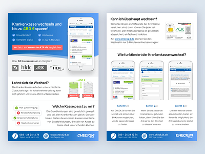 CHECK24 - Health Insurance Comparison Website Flyer app branding check24 compare comparison design ecommerce flyer german health insurance healthcare illustration insurance insurtech krankenkasse print ux design