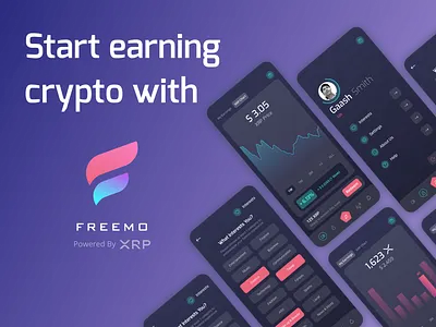 Crypto Project For Freemo blue branding chart crypto dark ui data design home page icon illustration logo mobile pink profile purple typography ui ux vector wallet