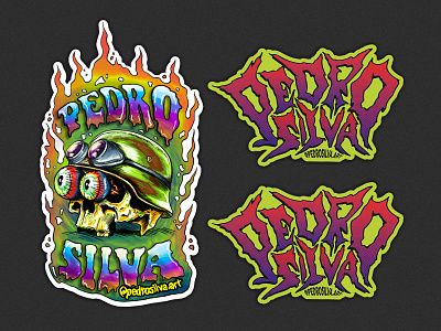 Stickers Pedro Silva adesivos cycling design heavy metal illustration motor old school rock n roll skull stickers tattoo