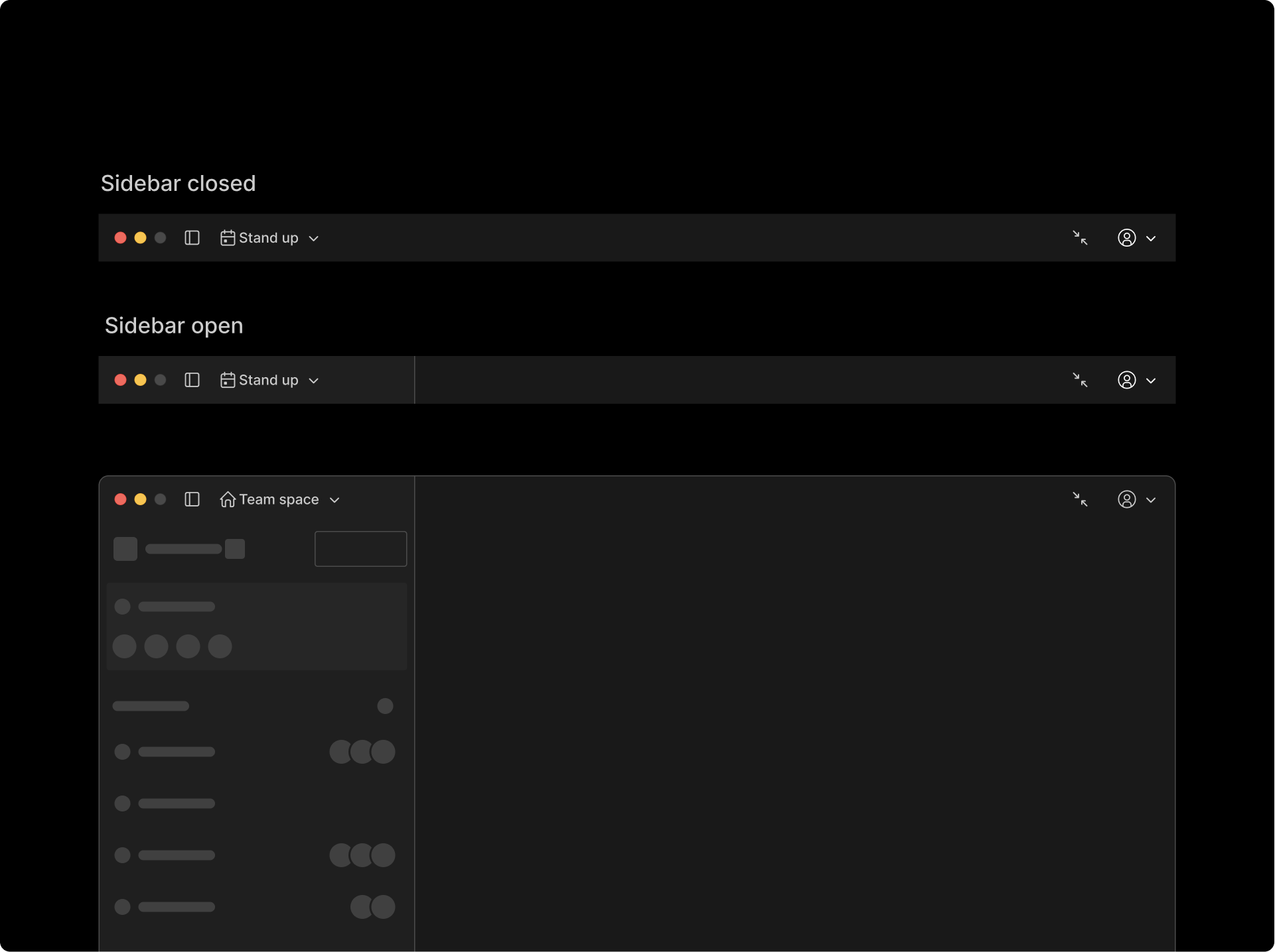App header - Riff app header component library components dark theme documentation header product design ui ux