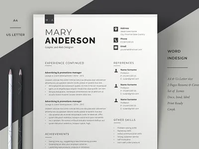 Resume Template 3d animation branding clean cover letter cv design cv template design graphic design illustration logo motion graphics resume resume design resume template ui