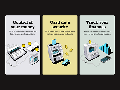 Fintech cards / Banking illustrations banking digital illustration fintech illustration illustration isometric