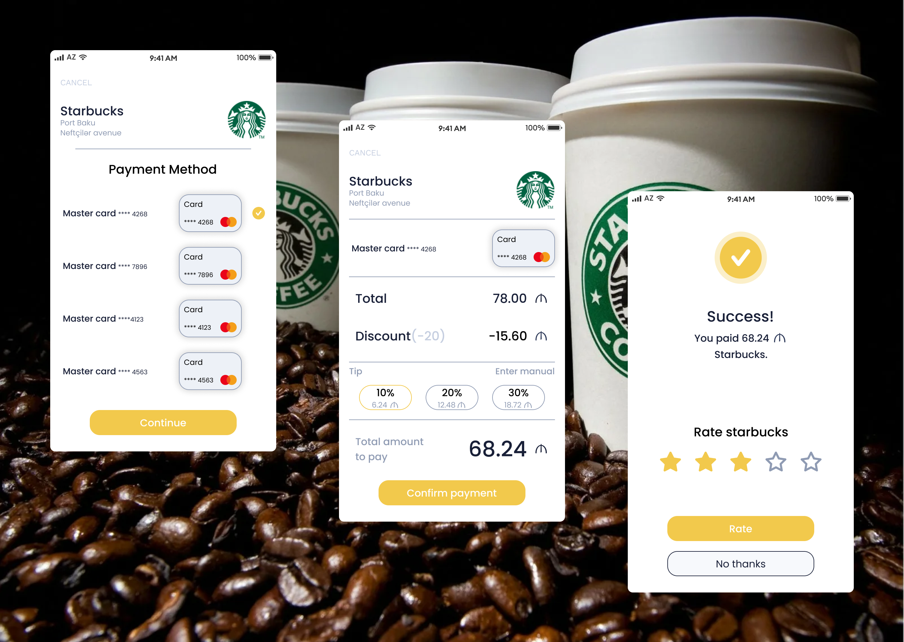 Mobile app Uİ/UX Starbucks coffee app coffee design figma mobile starbucks ui uiux ux web