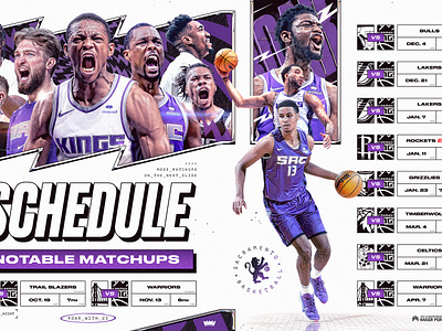 KINGS SCHEDULE RELEASE basketball chrome kings purple roar sacramento schedule sports design