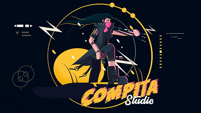 Compita Studio Warrior branding flat illustration