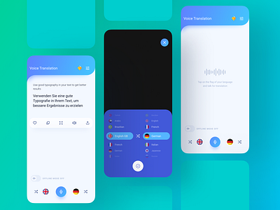 Real-time Translator App app camera design english german inspiration interface design mobile app translator ui ui design ui ux voice ui