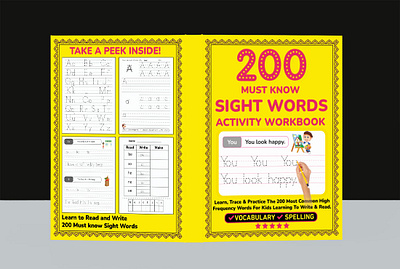 200 Must Know Sight Words Activity Workbook adult book cover book cover children coloring book cover coloring book cover design graphic design illustration kindle direct publishing logo ui