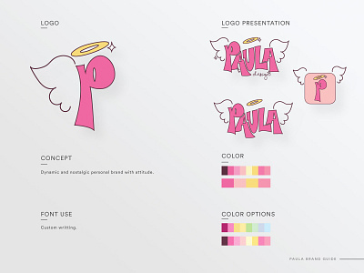 Paula Logomark adobe illustrator branding and identity colorful flat identity logo personal brand signature